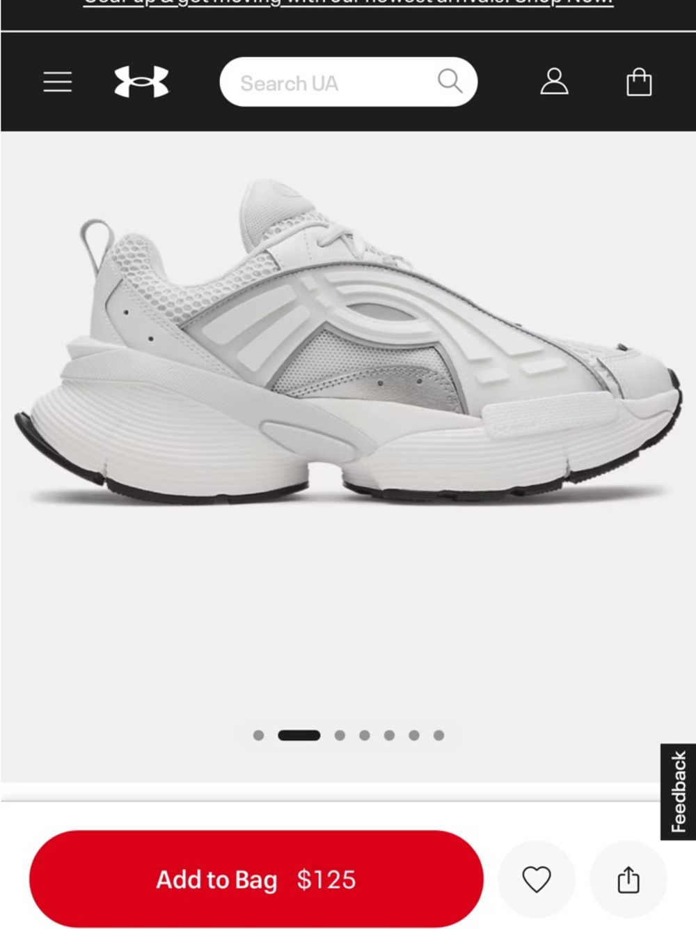 Under Armour White and Light Gray Sculpted-Platform Sneakers